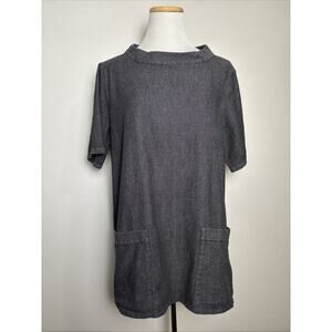 Eileen Fisher Organic Cotton‎ Tunic Top Size M Short Sleeve Lagenlook Minimalist